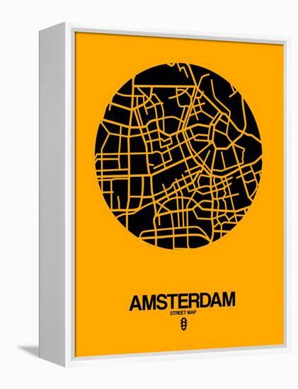 Amsterdam Street Map Yellow-NaxArt-Framed Stretched Canvas