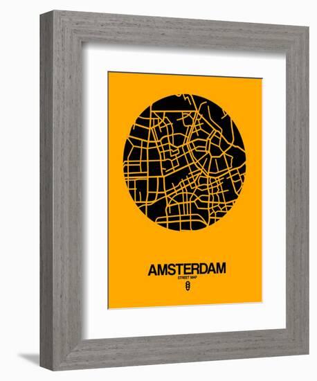 Amsterdam Street Map Yellow-NaxArt-Framed Art Print