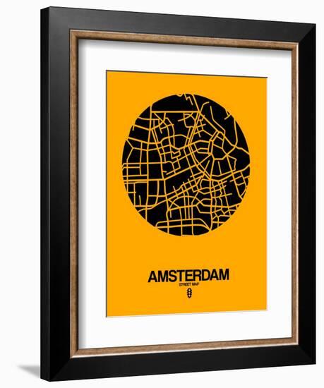 Amsterdam Street Map Yellow-NaxArt-Framed Art Print