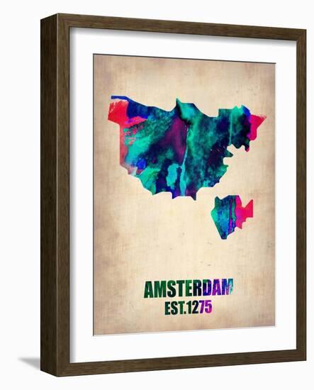 Amsterdam Watercolor Map-NaxArt-Framed Art Print