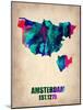 Amsterdam Watercolor Map-NaxArt-Mounted Art Print