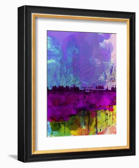 Amsterdam Watercolor Skyline-NaxArt-Framed Art Print