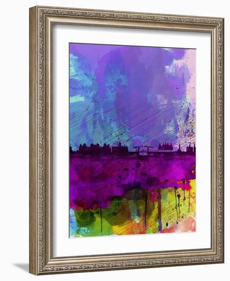 Amsterdam Watercolor Skyline-NaxArt-Framed Art Print