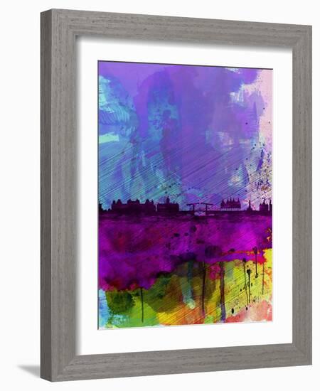 Amsterdam Watercolor Skyline-NaxArt-Framed Art Print