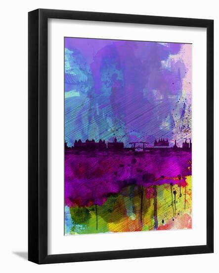 Amsterdam Watercolor Skyline-NaxArt-Framed Art Print