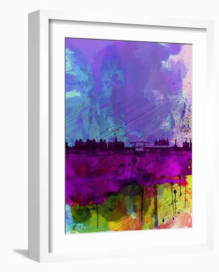 Amsterdam Watercolor Skyline-NaxArt-Framed Art Print