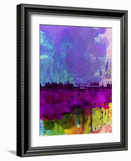 Amsterdam Watercolor Skyline-NaxArt-Framed Art Print