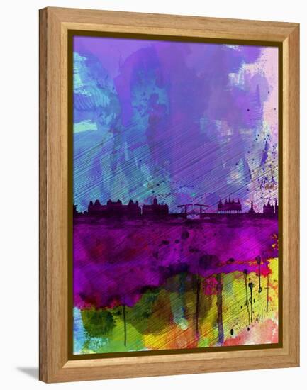 Amsterdam Watercolor Skyline-NaxArt-Framed Stretched Canvas