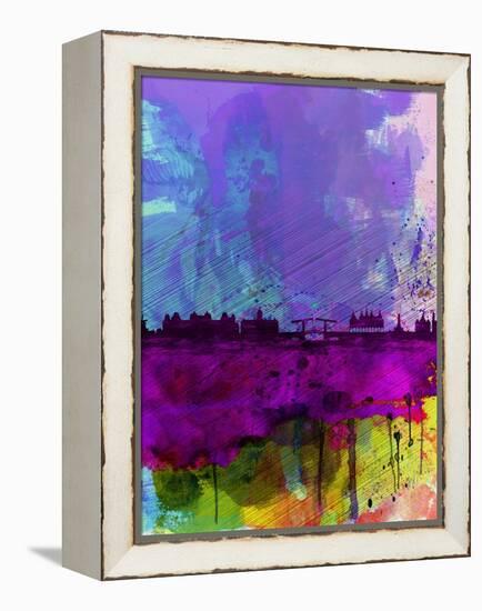 Amsterdam Watercolor Skyline-NaxArt-Framed Stretched Canvas