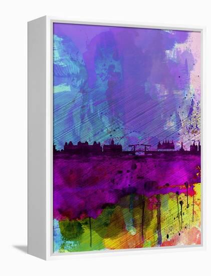 Amsterdam Watercolor Skyline-NaxArt-Framed Stretched Canvas