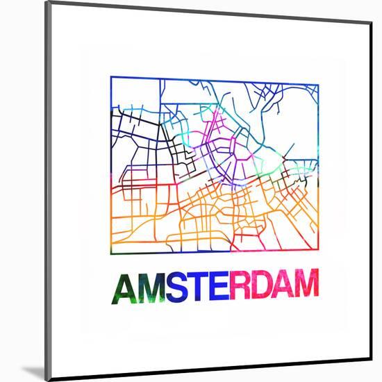 Amsterdam Watercolor Street Map-NaxArt-Mounted Art Print