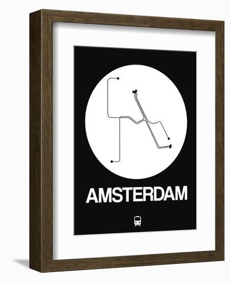 Amsterdam White Subway Map-NaxArt-Framed Art Print