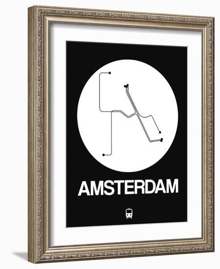 Amsterdam White Subway Map-NaxArt-Framed Art Print