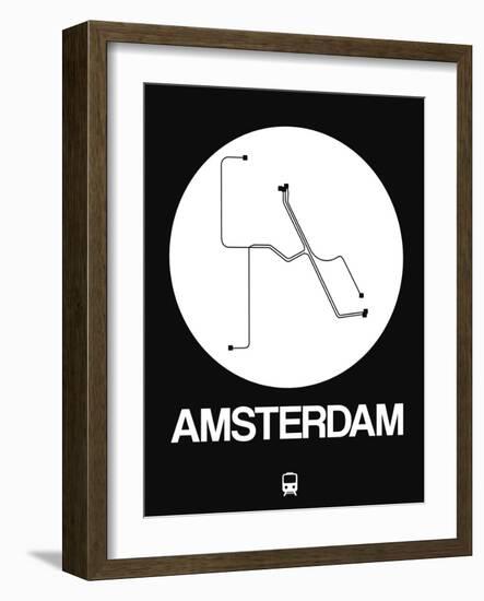 Amsterdam White Subway Map-NaxArt-Framed Art Print