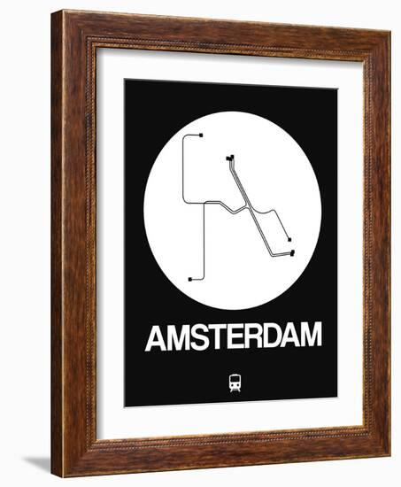 Amsterdam White Subway Map-NaxArt-Framed Art Print