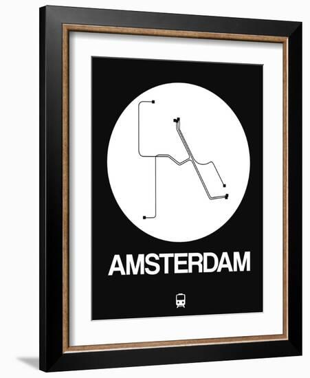 Amsterdam White Subway Map-NaxArt-Framed Art Print