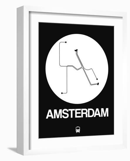 Amsterdam White Subway Map-NaxArt-Framed Art Print