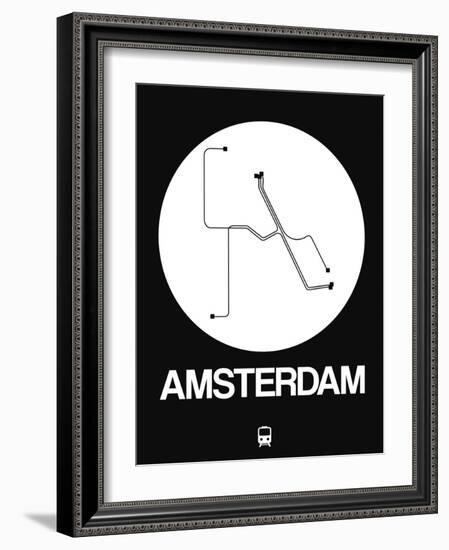 Amsterdam White Subway Map-NaxArt-Framed Art Print