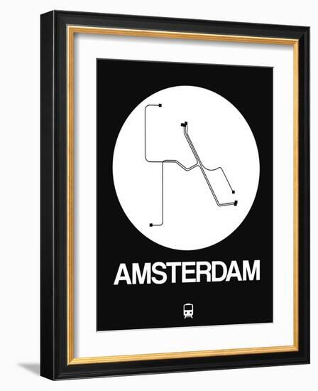 Amsterdam White Subway Map-NaxArt-Framed Art Print