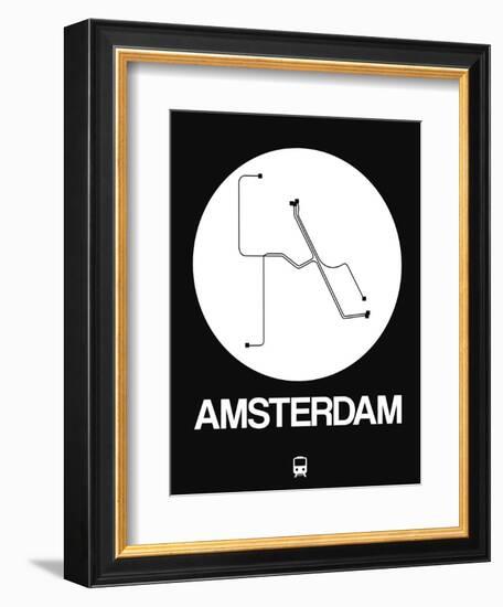 Amsterdam White Subway Map-NaxArt-Framed Premium Giclee Print