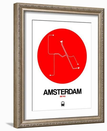 Amsterdam White Subway Map-NaxArt-Framed Art Print