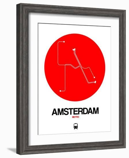 Amsterdam White Subway Map-NaxArt-Framed Art Print