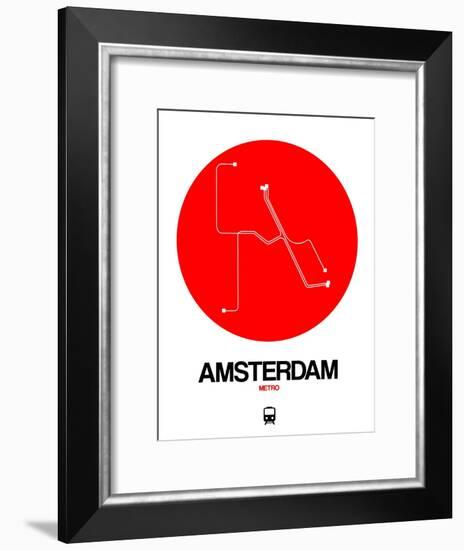 Amsterdam White Subway Map-NaxArt-Framed Art Print