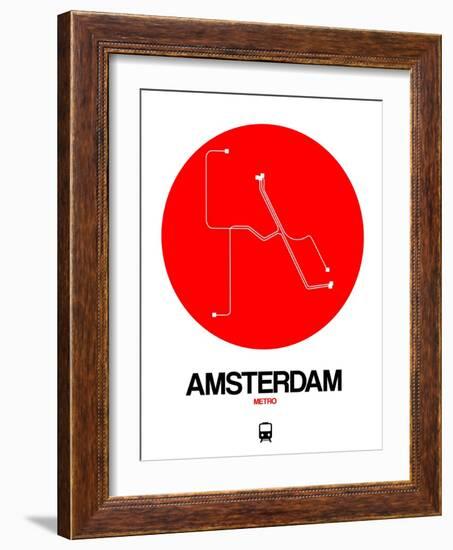 Amsterdam White Subway Map-NaxArt-Framed Art Print