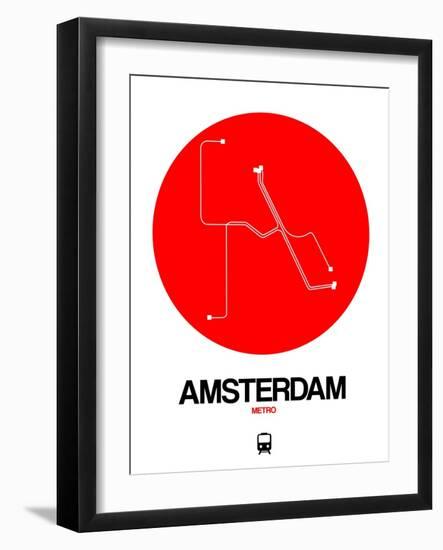 Amsterdam White Subway Map-NaxArt-Framed Art Print