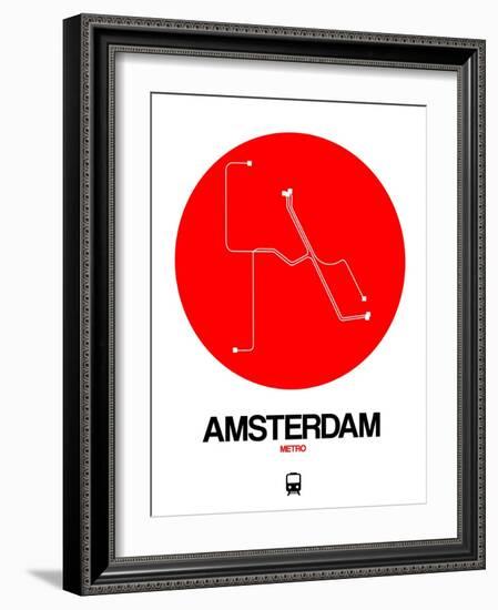 Amsterdam White Subway Map-NaxArt-Framed Art Print