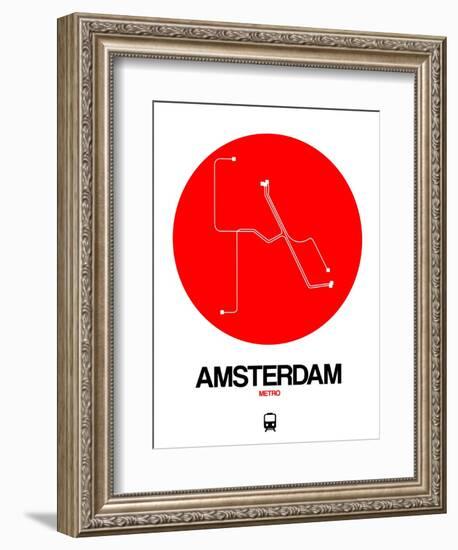 Amsterdam White Subway Map-NaxArt-Framed Art Print