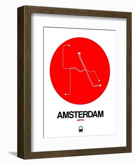 Amsterdam White Subway Map-NaxArt-Framed Art Print