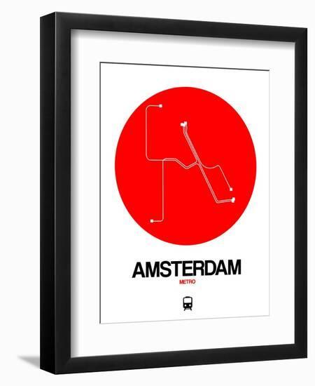 Amsterdam White Subway Map-NaxArt-Framed Art Print