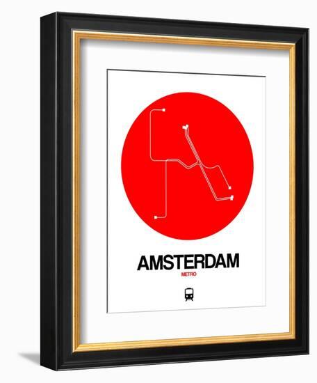 Amsterdam White Subway Map-NaxArt-Framed Art Print