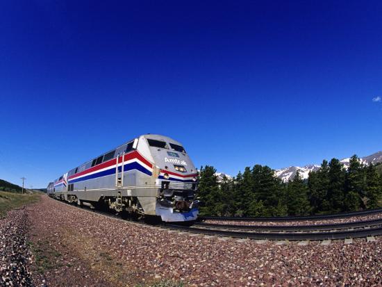 Amtrak Train At Marias Pass Montana Usa Photographic Print