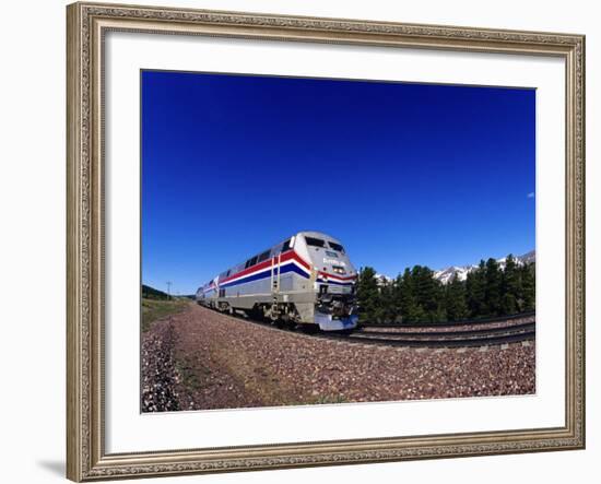 Amtrak Train at Marias Pass, Montana, USA-Chuck Haney-Framed Photographic Print