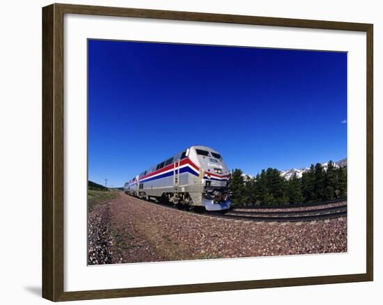 Amtrak Train at Marias Pass, Montana, USA-Chuck Haney-Framed Photographic Print