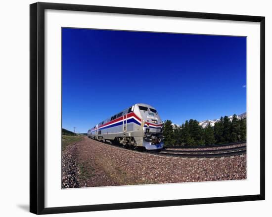 Amtrak Train at Marias Pass, Montana, USA-Chuck Haney-Framed Photographic Print