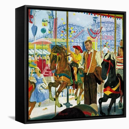 "Amusement Park Carousel", August 9, 1958-Earl Mayan-Framed Premier Image Canvas
