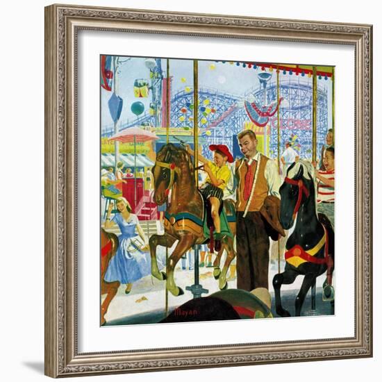 "Amusement Park Carousel", August 9, 1958-Earl Mayan-Framed Giclee Print