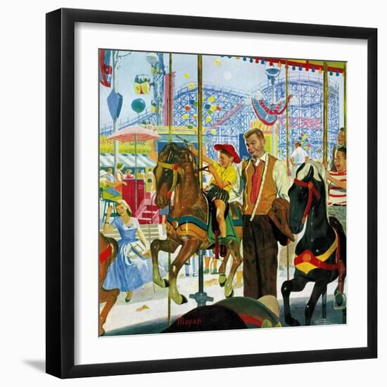 "Amusement Park Carousel", August 9, 1958-Earl Mayan-Framed Giclee Print