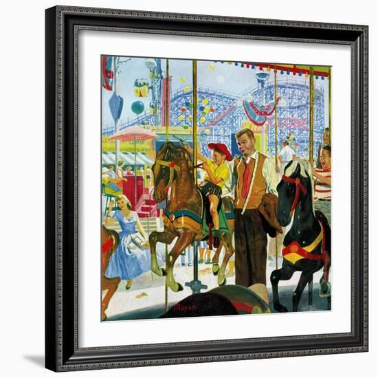 "Amusement Park Carousel", August 9, 1958-Earl Mayan-Framed Giclee Print