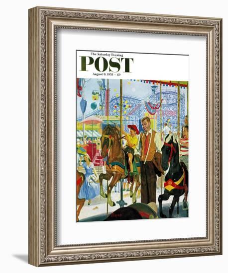 "Amusement Park Carousel" Saturday Evening Post Cover, August 9, 1958-Earl Mayan-Framed Giclee Print