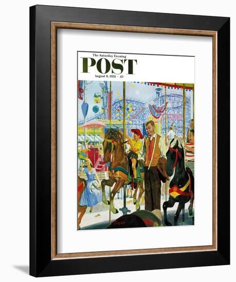 "Amusement Park Carousel" Saturday Evening Post Cover, August 9, 1958-Earl Mayan-Framed Giclee Print