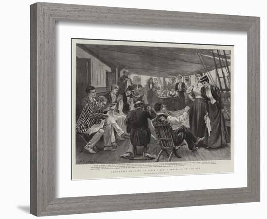 Amusements on Board an Ocean Liner, a Sewing Match for Men-Arthur Hopkins-Framed Giclee Print