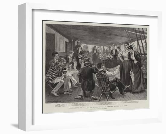 Amusements on Board an Ocean Liner, a Sewing Match for Men-Arthur Hopkins-Framed Giclee Print