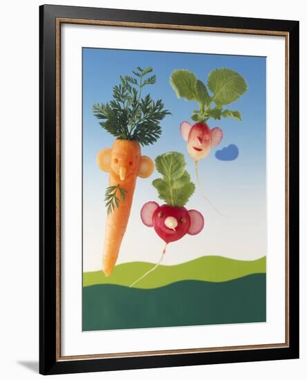 Amusing Carrot and Radish Figures-Ulrich Kerth-Framed Photographic Print