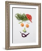 Amusing Face Made from Vegetables and Dill-null-Framed Photographic Print