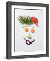 Amusing Face Made from Vegetables and Dill-null-Framed Photographic Print