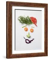 Amusing Face Made from Vegetables and Dill-null-Framed Photographic Print